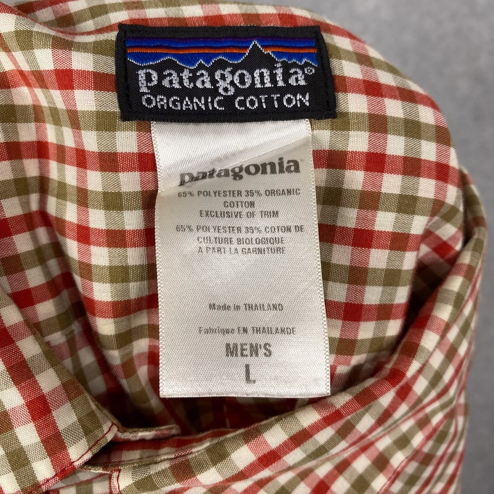 Patagonia Shirt Mens L Organic Cotton Gingham Check Short Sleeve Button Up - Picture 6 of 9